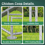 CHICKENPEN Large Metal Chicken Coop Walk-in Poultry Cage Chicken Run Pen Rabbit Duck House with Waterproof and Anti-UV Cover for Outdoor Farm Use CHICKENPEN