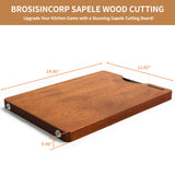 Brosisincorp Real Solid Sapele Wood Cutting Board One Piece No Glue Non Toxic All Whole Single Wood Butcher Block Thick Hard Wood Heavy Duty Edge Brosisincorp
