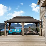 Domi Outdoor Living 12’ X 20’ Hardtop Gazebo, Outdoor Aluminum Frame Canopy with Galvanized Steel Double Roof, Outdoor Permanent Metal Pavilion with domi outdoor living