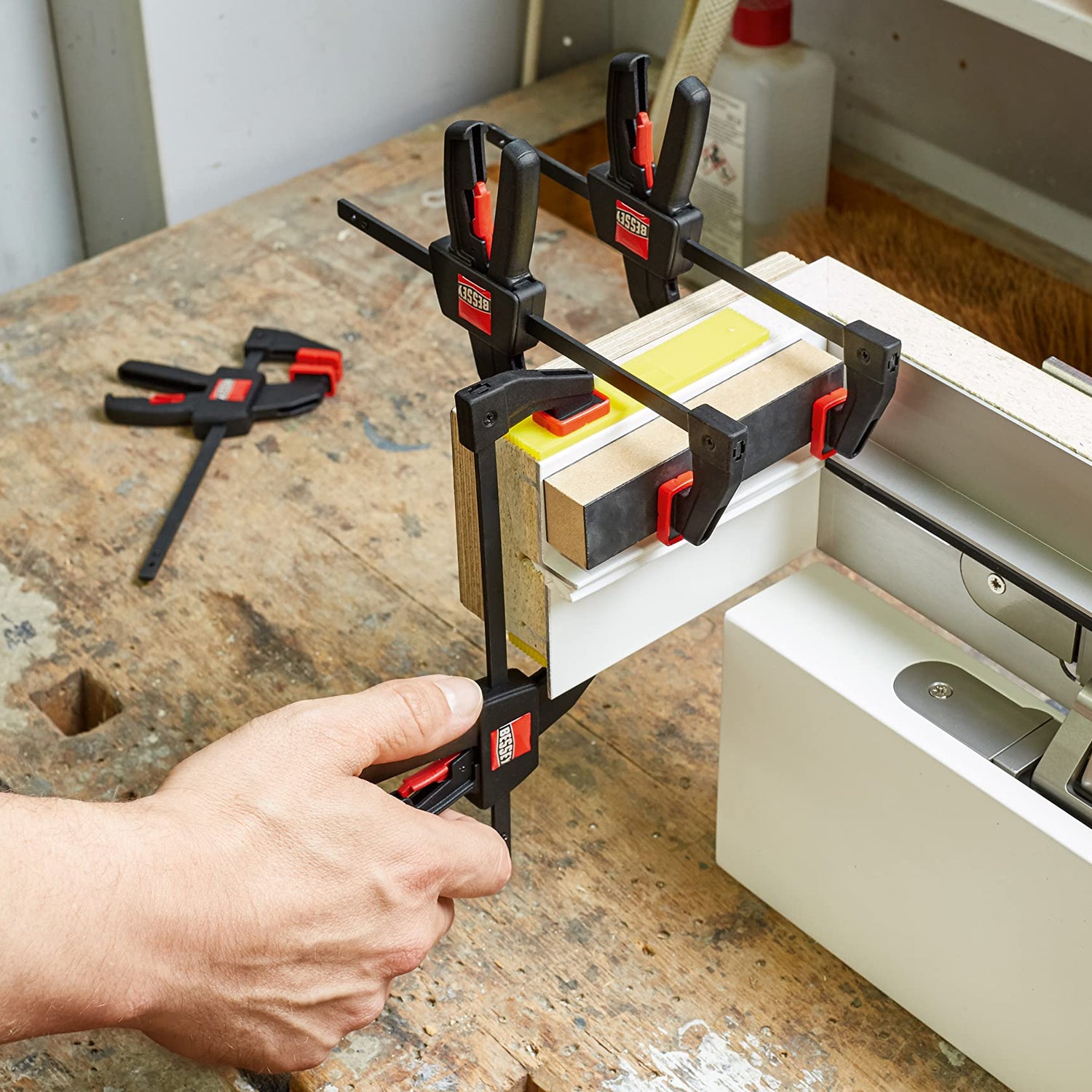 BESSEY EHK series Micro 4 1/2" Trigger Style Clamp, Fast Acting One Hand Woodworking Clamps for Wood working, Carpentry, Home Improvement, DIY, Bessey