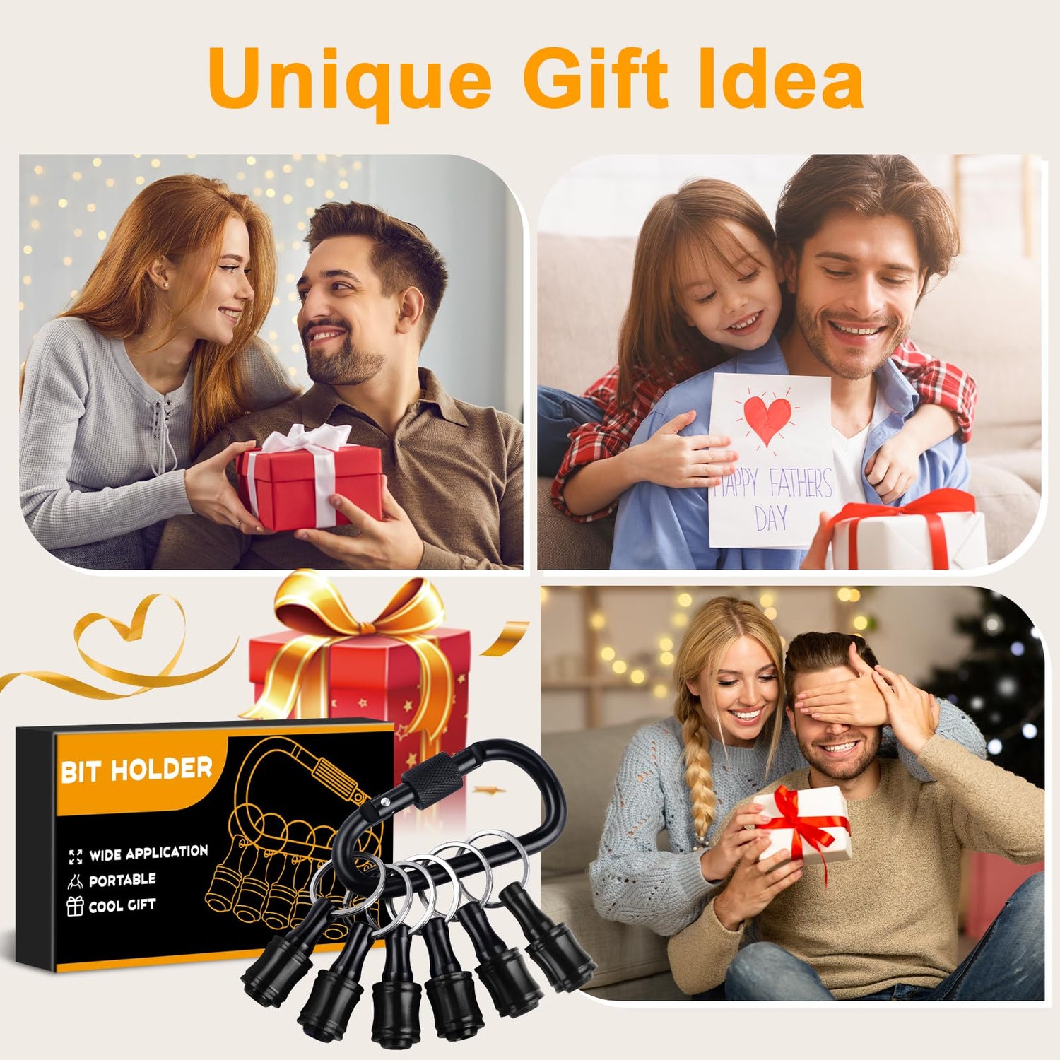 AMZBUY Screwdriver Bits Holder Tool Set - 6Pcs Hex Keychain with Magnetic Tip, Nut Adapter and Belt Clip, Quick Change Release for Power and Hand AMZBUY