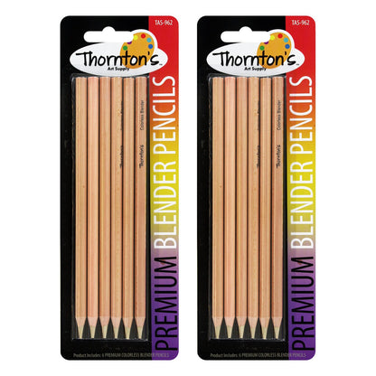 Thornton's Art Supply Premium Colorless Blender Pencil 12 Count Wax Based for Drawing Sketching Blending Shading Softening Artwork | Non-Pigmented - WoodArtSupply