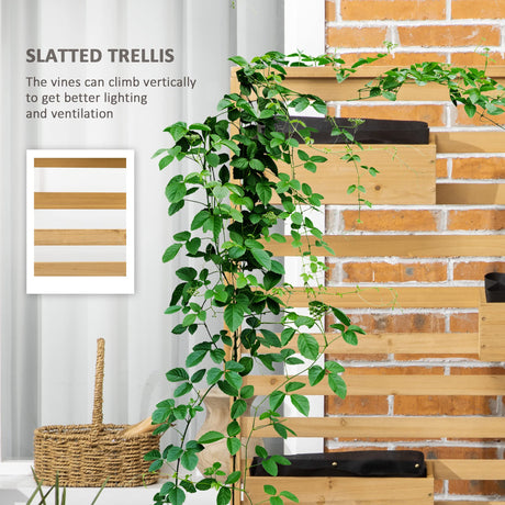 Outsunny Wooden Lattice Trellis with 5 Hanging Planter Boxes, Freestanding Flower Display Stand for Patio, Garden, Balcony, Porch Outsunny