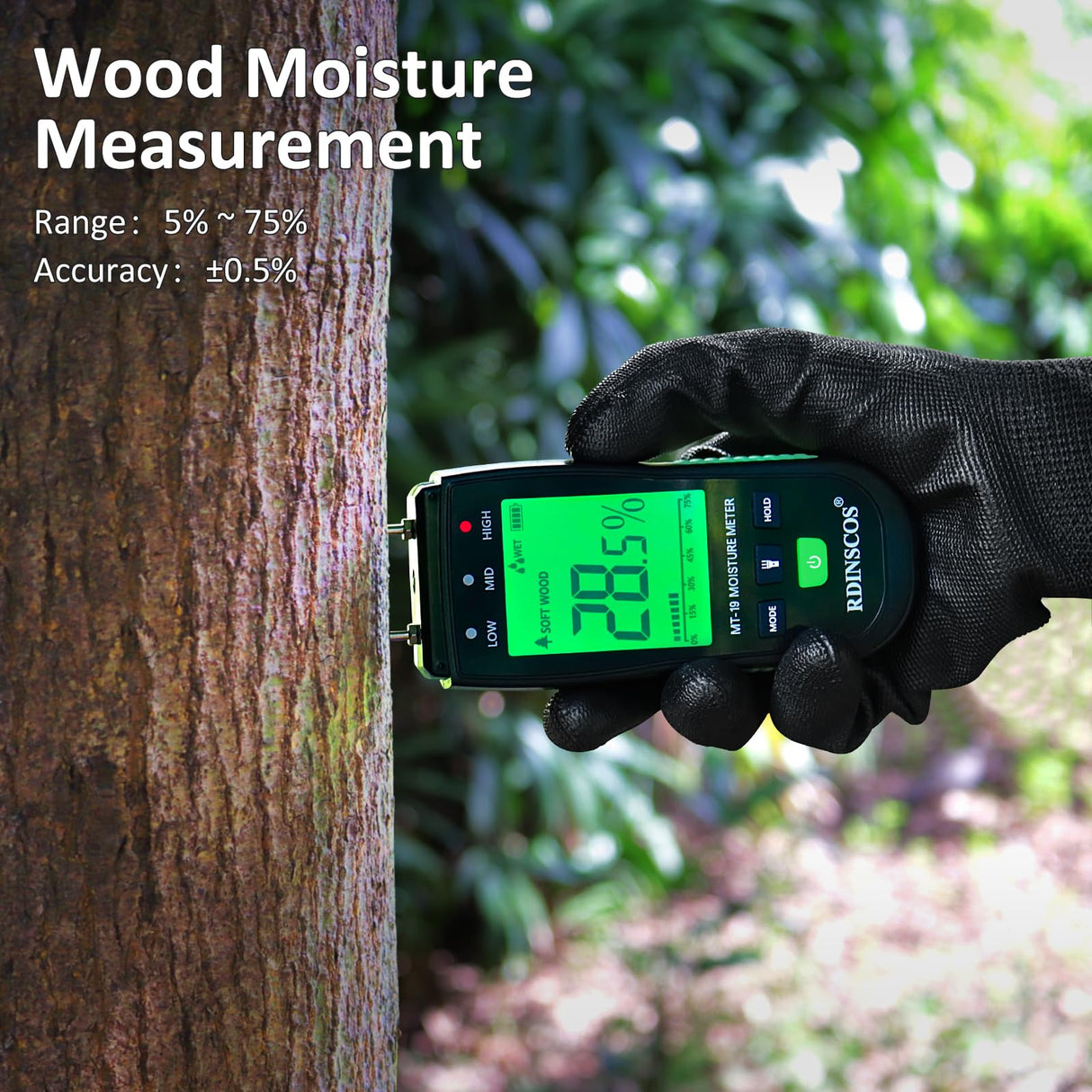 Wood Moisture Meter, Firewood Moisture Tester, Drywall Moisture Detector Professional Moisture Content Meter Lumber Logs Concrete Floors Carpet RDINSCOS