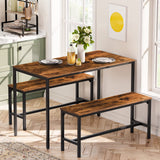 HOOBRO Dining Benches, Pair of 2 Kitchen Benches, Industrial Table Benches, Wooden Indoor Benches, Durable and Stable, for Dining Room, Kitchen, HOOBRO