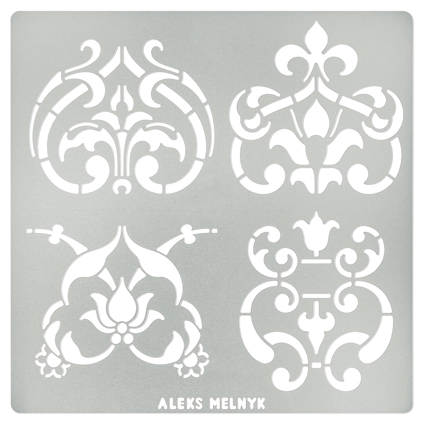 Aleks Melnyk No.342 Metal Stencil, Swirls, Ornaments, Flowers Vine, Patterns, Small Stencil, 1 PC, Template for Wood Burning, Engraving, Crafting, - WoodArtSupply