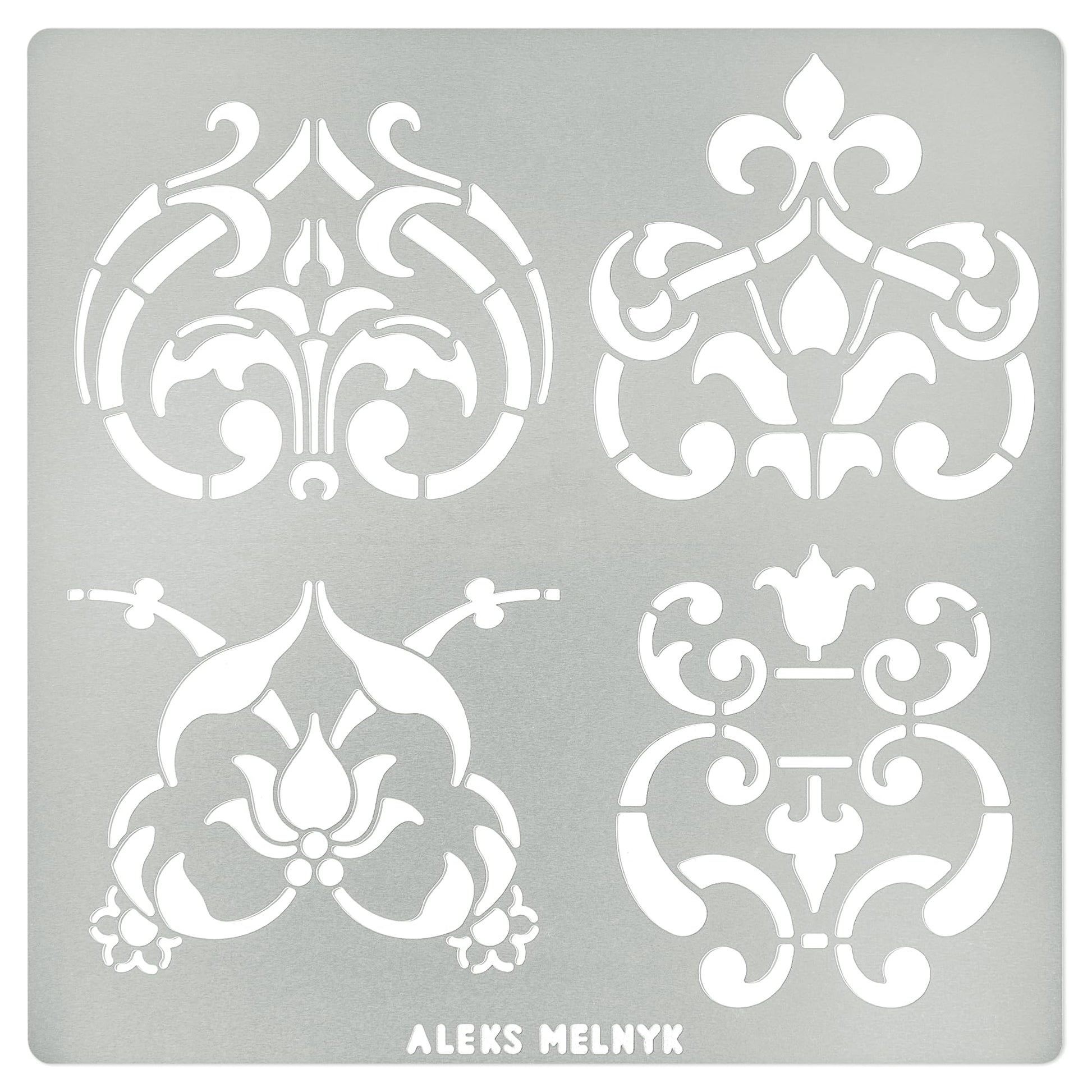 Aleks Melnyk No.342 Metal Stencil, Swirls, Ornaments, Flowers Vine, Patterns, Small Stencil, 1 PC, Template for Wood Burning, Engraving, Crafting, SCR