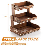 HOLANA Acacia Wood Fruit Basket - 3-Tier Fruit Bowl for Kitchen Counter, Extra Large 16x12.5x18 in, Fruteros Para Cocina, Fruit and Vegetable Storage HOLANA