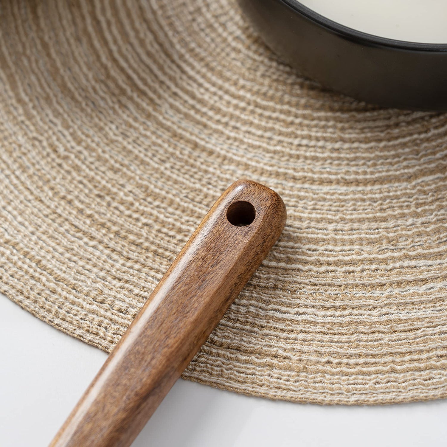 FJNATINH Wooden Soup Ladle Set, Kitchen Spoon Set Utensils, 4 Pcs Handmade Natural Teak Cooking Spoons, Long Handle Wooden Soup Ladle Spoon FJNATINH