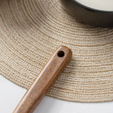 FJNATINH Wooden Soup Ladle Set, Kitchen Spoon Set Utensils, 4 Pcs Handmade Natural Teak Cooking Spoons, Long Handle Wooden Soup Ladle Spoon FJNATINH