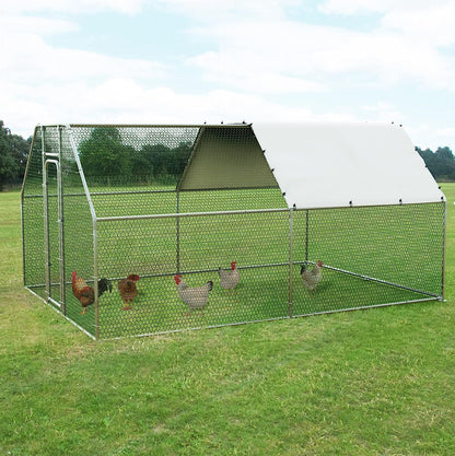 LEMBERI Large Metal Chicken Runs for Yard,Flat-roof Walk in Chicken coop cage for Outside,Galvanized Rabbits Duck and coops,Chicken Pen with - WoodArtSupply