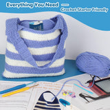Katech Crochet Kit for Beginners, Striped Tote Bag Crochet Set Includes Crochet Yarn Crochet Hooks,Complete Crochet Step-by-Step Guide Needles Katech