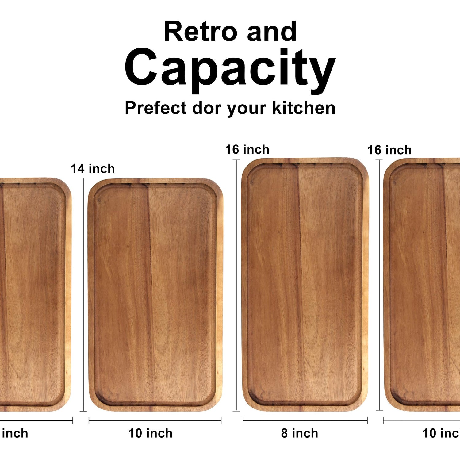 Medium Acacia Wood Serving Trays Long Charcuterie Boards Wood Snack Platter Rectangular Cookie Appetizer Plates Serving Cheese Board Rectangle Ayiaren