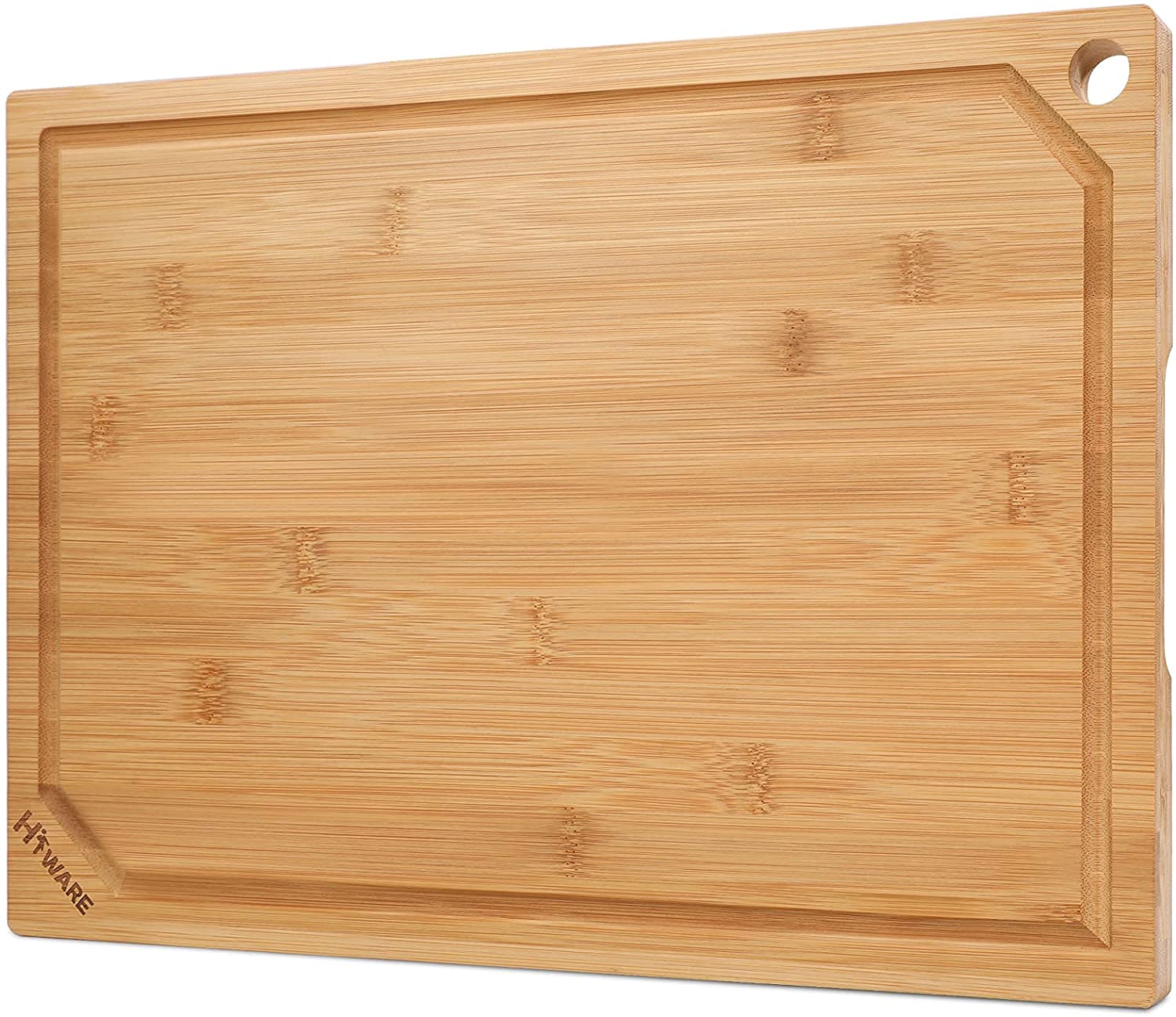 Hiware Bamboo Cutting Board for Kitchen, Heavy Duty Wood Cutting Board with Juice Groove, 100% Organic Bamboo, Pre Oiled, 15" x 10" HIWARE