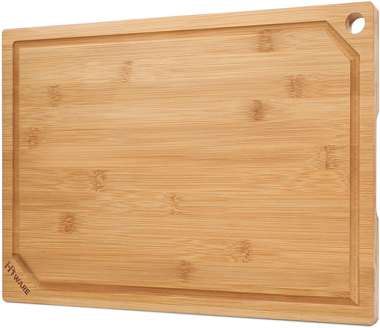 Hiware Bamboo Cutting Board for Kitchen, Heavy Duty Wood Cutting Board with Juice Groove, 100% Organic Bamboo, Pre Oiled, 15" x 10"