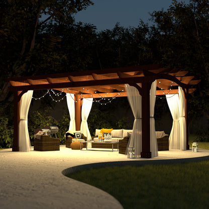 VEIKOU 10' x 12' Pergola, Patio Pergola with Solid Structure, Wood Cedar Pergolas and Gazebos with Arched Top for Deck Backyard Grill Party Garden