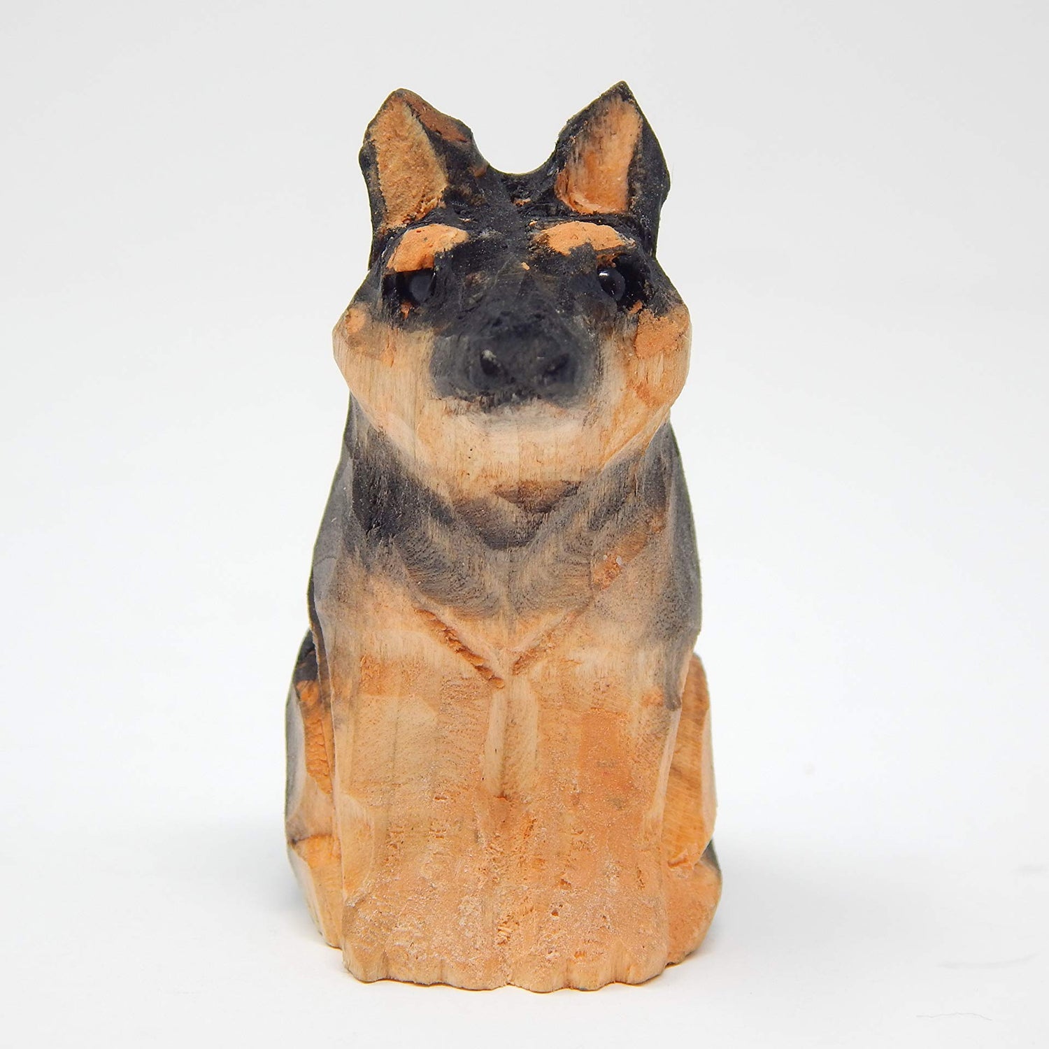 German Shephard Dog Puppy Figurine Miniature Wood Carving Handmade Home Decor Small Animal Garden Statue Pet Canine Hound Selsela