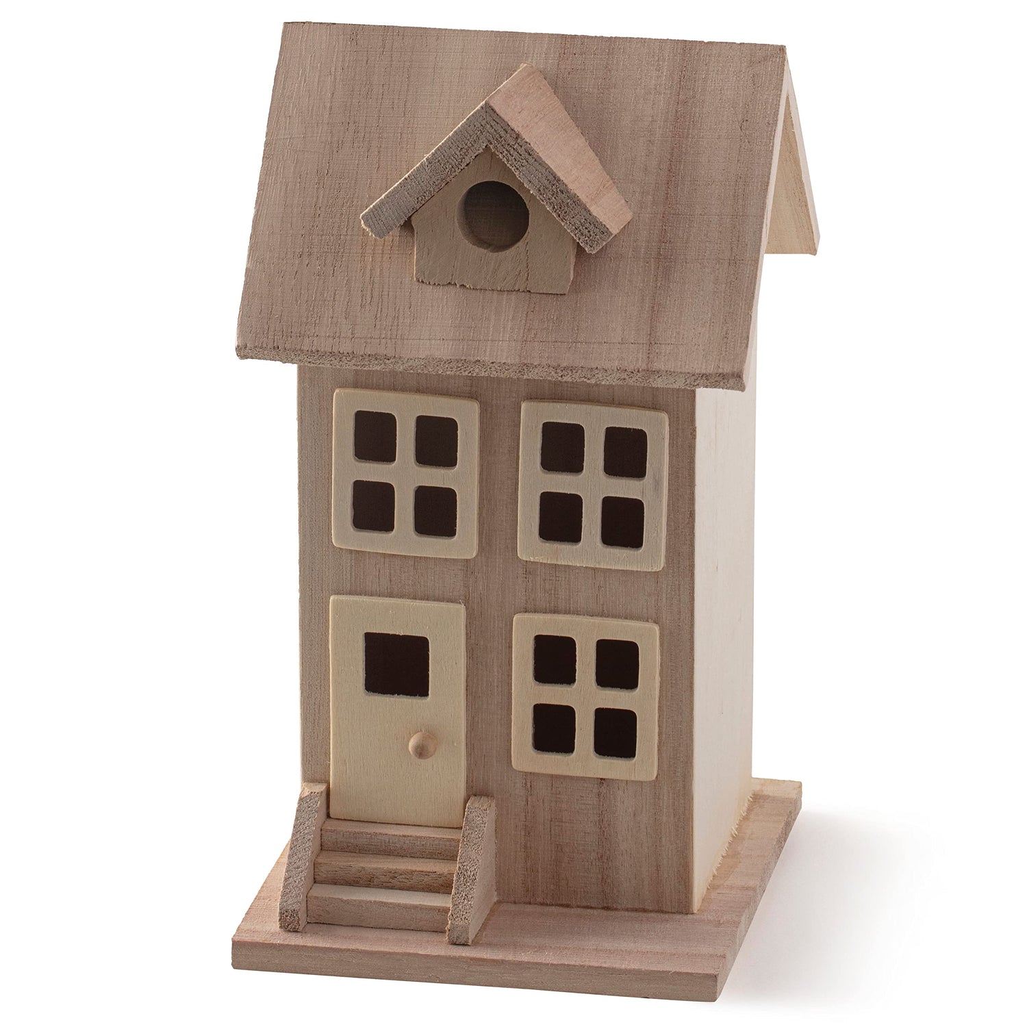 7.5" Wooden Townhouse Birdhouse by Make Market - Unfinished Birdhouse Made of 100% Wood, Outdoor Nesting Boxes - Bulk 6 Pack Make Market