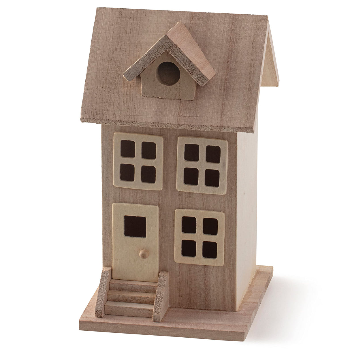 7.5" Wooden Townhouse Birdhouse by Make Market - Unfinished Birdhouse Made of 100% Wood, Outdoor Nesting Boxes - Bulk 6 Pack Make Market