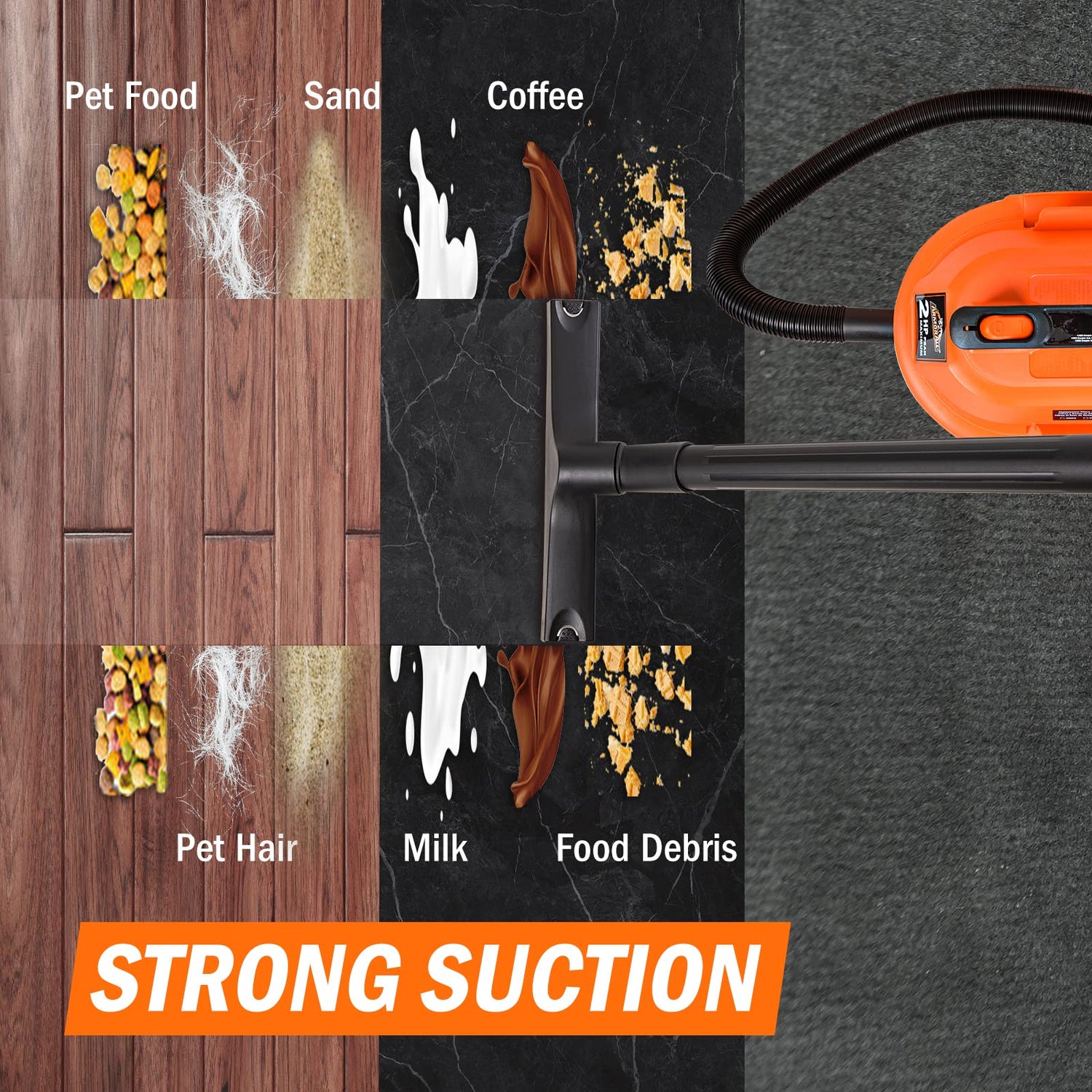 Armor All AA255W 2.5 Gallon 2 Peak HP Utility Wet/Dry Car and Shop Vac, 2.5-Gallon, Orange Armor All