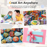 Acrylic Paint Canvas Set,104 Piece Professional Painting Supplies Kit with 4 Wood Easel,4 * 12Colors,4 * 10 Brushes,Circular Canvas Etc,Premium Paint ESRICH