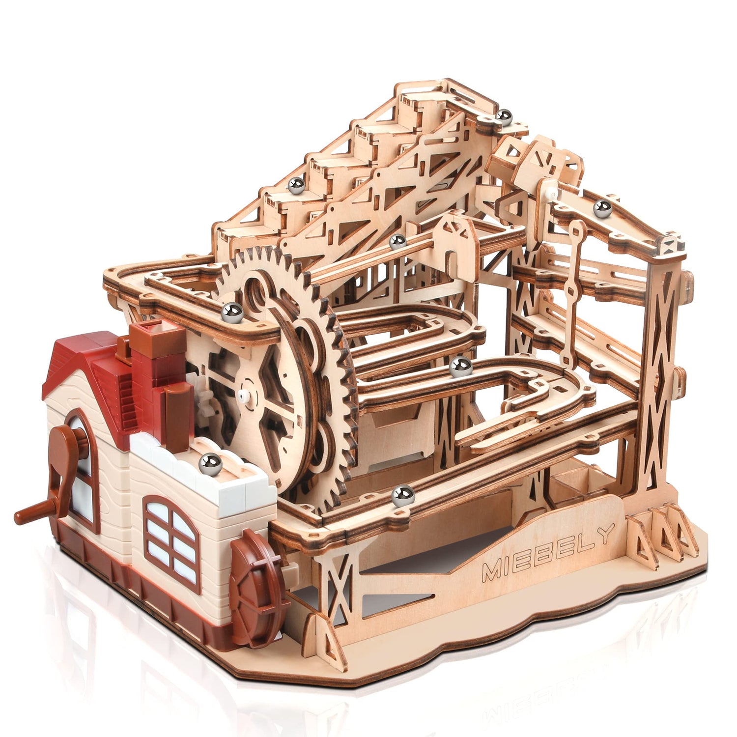 MIEBELY Electrical 3D Wooden Puzzles Adults Craft Toys DIY Marble Run Model Building Kits Block Toys W/Motor, Mechanical Gear Engineering Kit Home MIEBELY