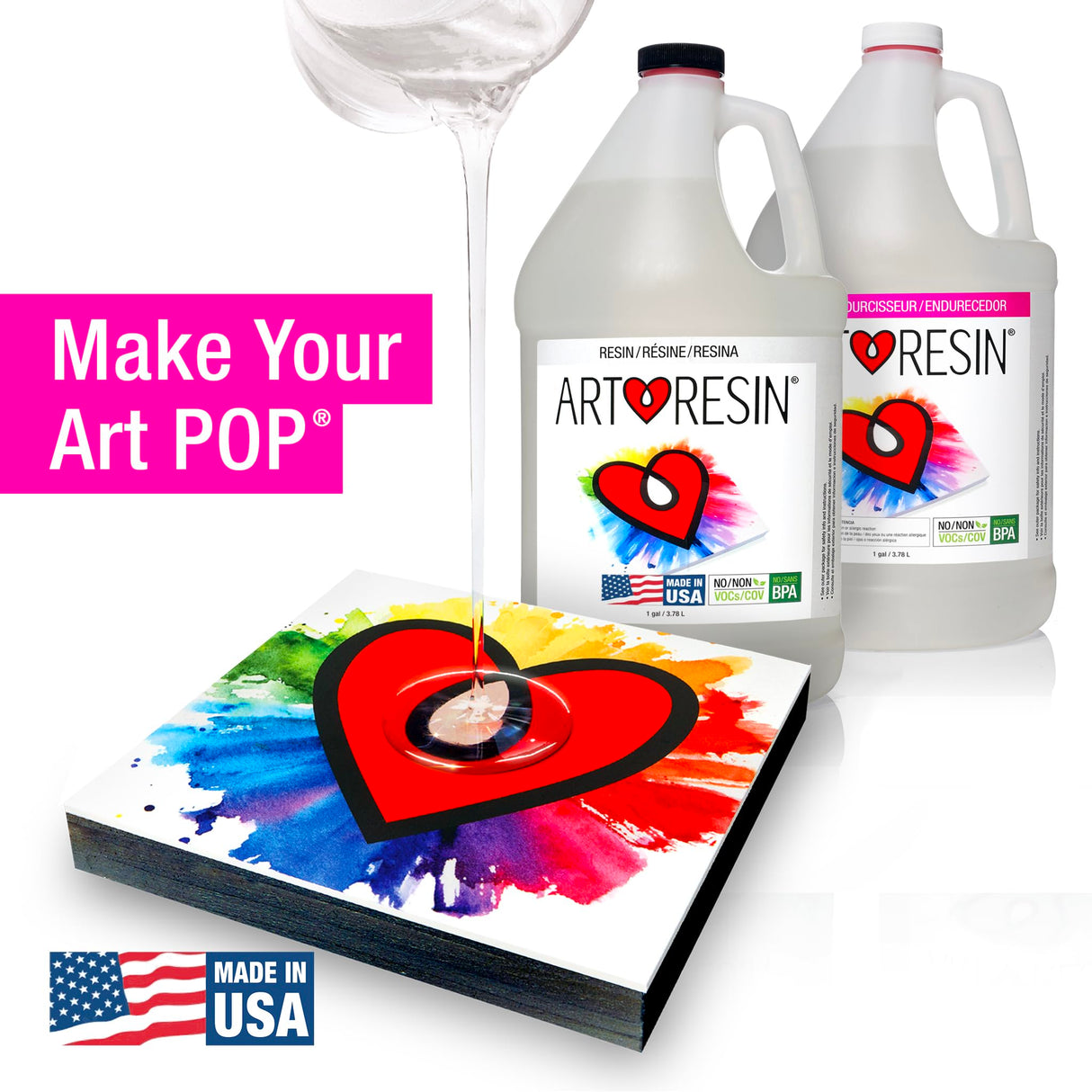 ArtResin - Epoxy Resin - Clear - Non-Toxic - 2 gal (1 gal Resin + 1 gal Hardener) (7.57 L) ArtResin