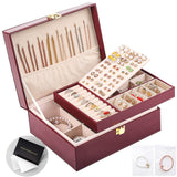 Sanikeon Jewelry Boxes for Women Girls PU Leather Jewelry Organizer Box 2 Layer Large Jewelry Storage Case Removable Tray for Necklace Earring Ring Sanikeon