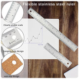 Metal Ruler 6 Inch 12 Inch Stainless Steel Metal Ruler with Cork Backing, Non-Slip Rulers with Inch and Centimeters, Straight Edge Cork Base Rulers HZMM