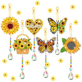 Tradder 6 Pcs 5D Sunflower Wind Chimes Kit Double Sided Butterfly Ornaments with Pendant for Summer Home Garden Hanging Ornament (2) Tradder