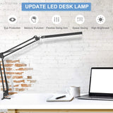 LED Desk Lamp,Adjustable Swing Arm Desk Lamp with Clamp,Dimmable Desk Light Eye-Care Table Light, Memory Function, 3 Color Modes, 10-Level Brightness Beetwo