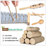 LOOIKOOS Toddler Musical Instruments, Eco Friendly Musical Set for Kids Preschool Educational, Natural Wooden Percussion Instruments Musical Toys for LOOIKOOS