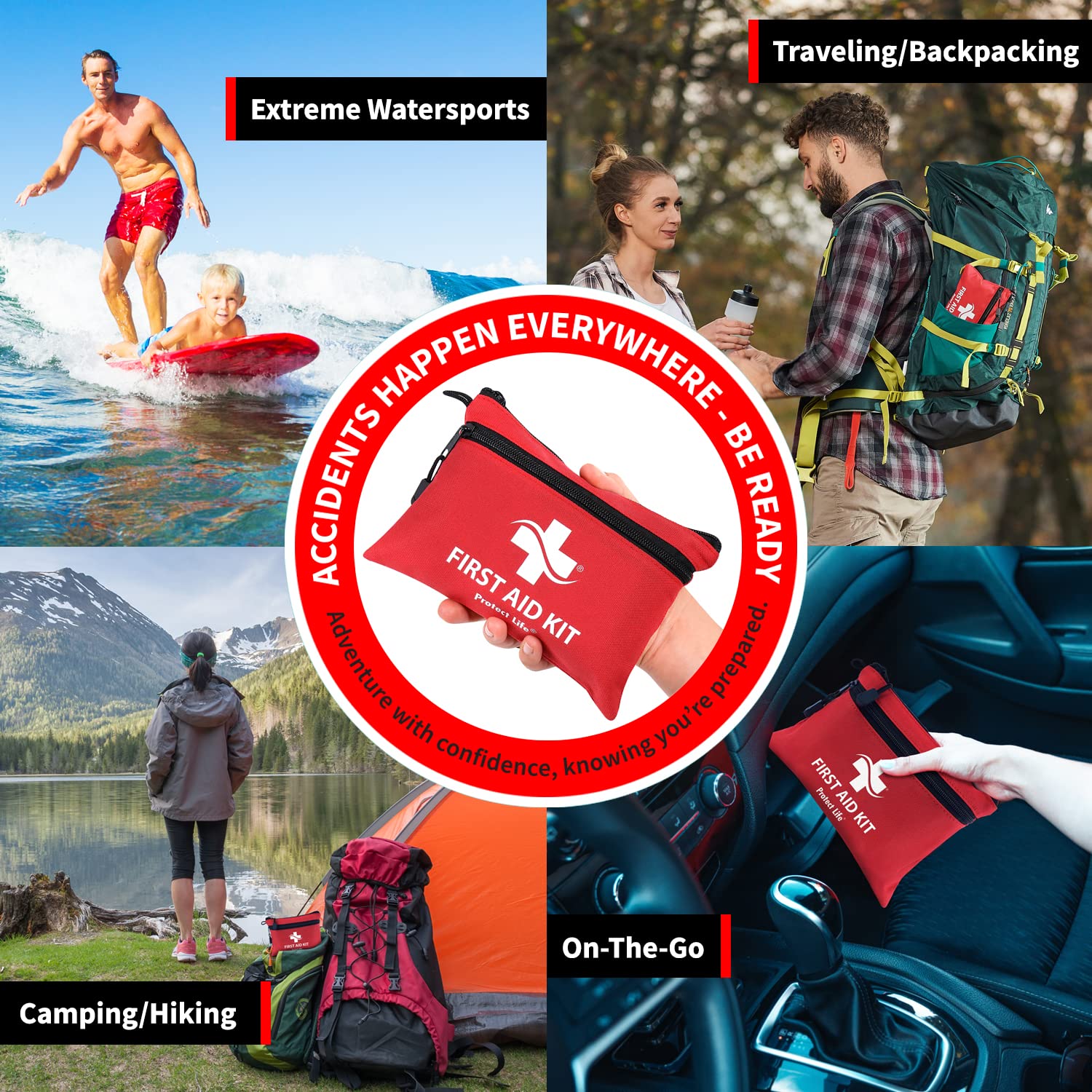 Protect Life First Aid Kit for Home/Business | HSA/FSA Eligible Emergency Kit | Hiking First aid kit Camping | Travel First Aid Kit for Car|Small Protect Life