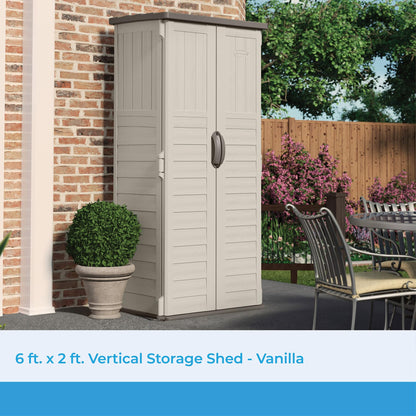 Suncast BMS1250 Vertical Shed with Floor - Vanilla - WoodArtSupply