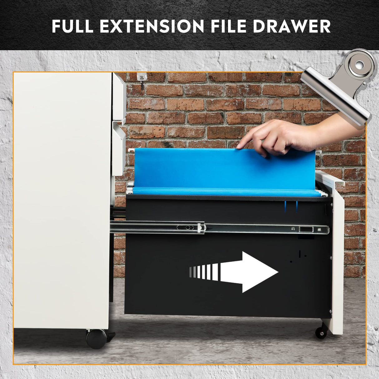 DEVAISE 3-Drawer Mobile File Cabinet (Under Office Desk), Assembled Except Casters, Fits Letter/Standard Sizes, White DEVAISE