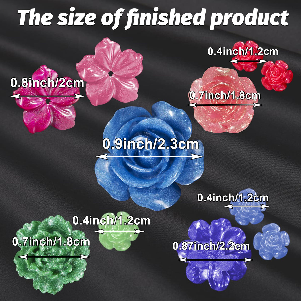 PAGOW 5pcs Mini Mirror Flower Resin Mold, Silicone 3D Flower Crystal DIY Casting Molds, for Earring, Jewelry Pendants Making Tool (8 Different Sizes) PAGOW