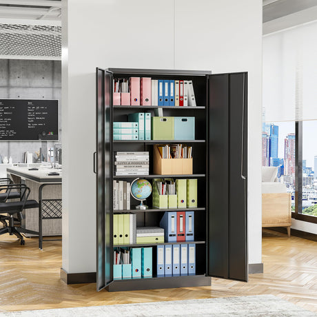 STANI Metal Storage Cabinet, Locking Metal Storage Cabinet with 4 Adjustable Shelves, 71”H×32”W×16”D Tall Metal Storage Cabinet for STANI