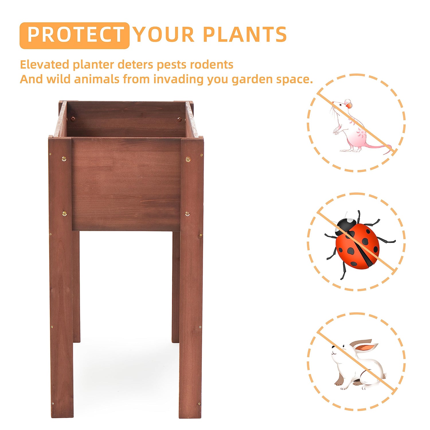Raised Garden Bed with Legs, 31x16x31'', Outdoor Wood Elevated Planter Box, Grey Cedar, Thick Legs, w/Liner SoliWood