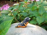 Selsela Oriole Bird Figurine Decoration Baltimore Orchard Wooden Art Statue Carved Small Animal Black Orange Selsela