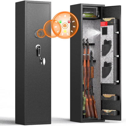 Bonusall Fingerprint Rifle Gun Safe, Large Shotgun Rifle Safe Quick Access, Long Gun Cabinet with Fingerprint Keypad for Home and Pistol, Electronic - WoodArtSupply