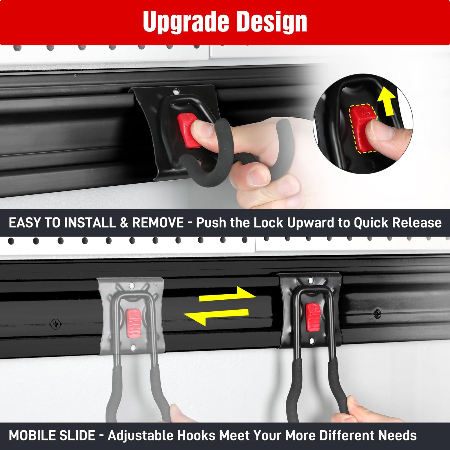 WORKPRO Garage Storage, Garden Tool Organizer Wall Mount 64 Inch with 8 Adjustable Hooks and Hangers, 4 Rails Steel Heavy Duty Tool Rack Holder WORKPRO