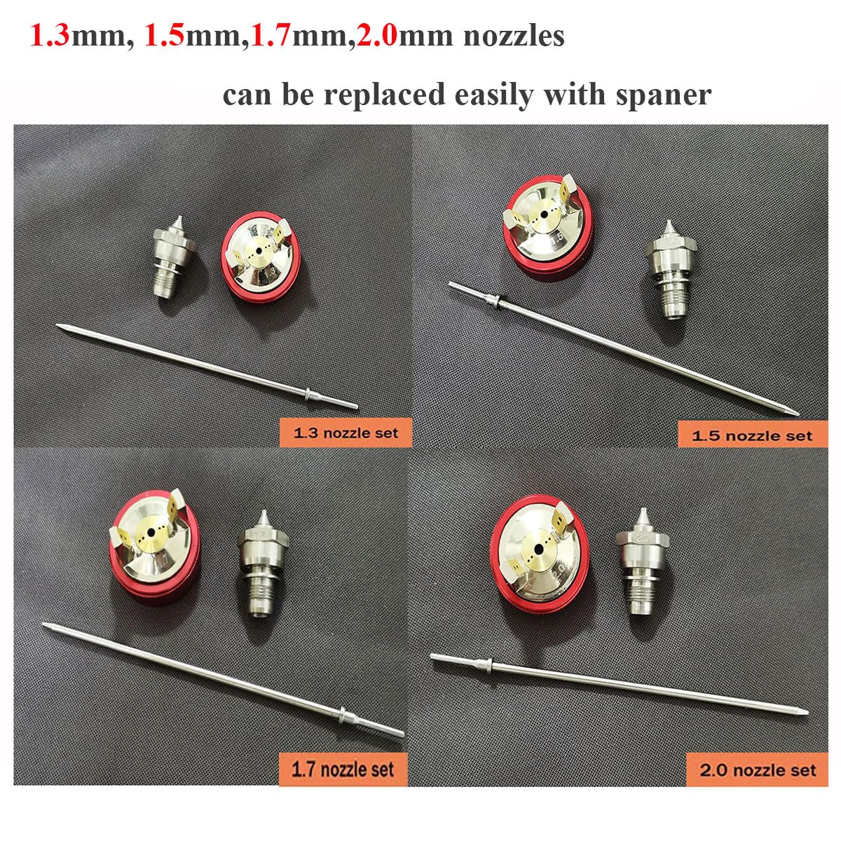 LVLP Spray Gun R500 with 1.3/1.5/1.7/2.0mm Nozzles,Air Regulator and 5 pcs Paint Filters,Automotive Air Paint Sprayer Gun for Painting Car,Furniture DAXINYANG