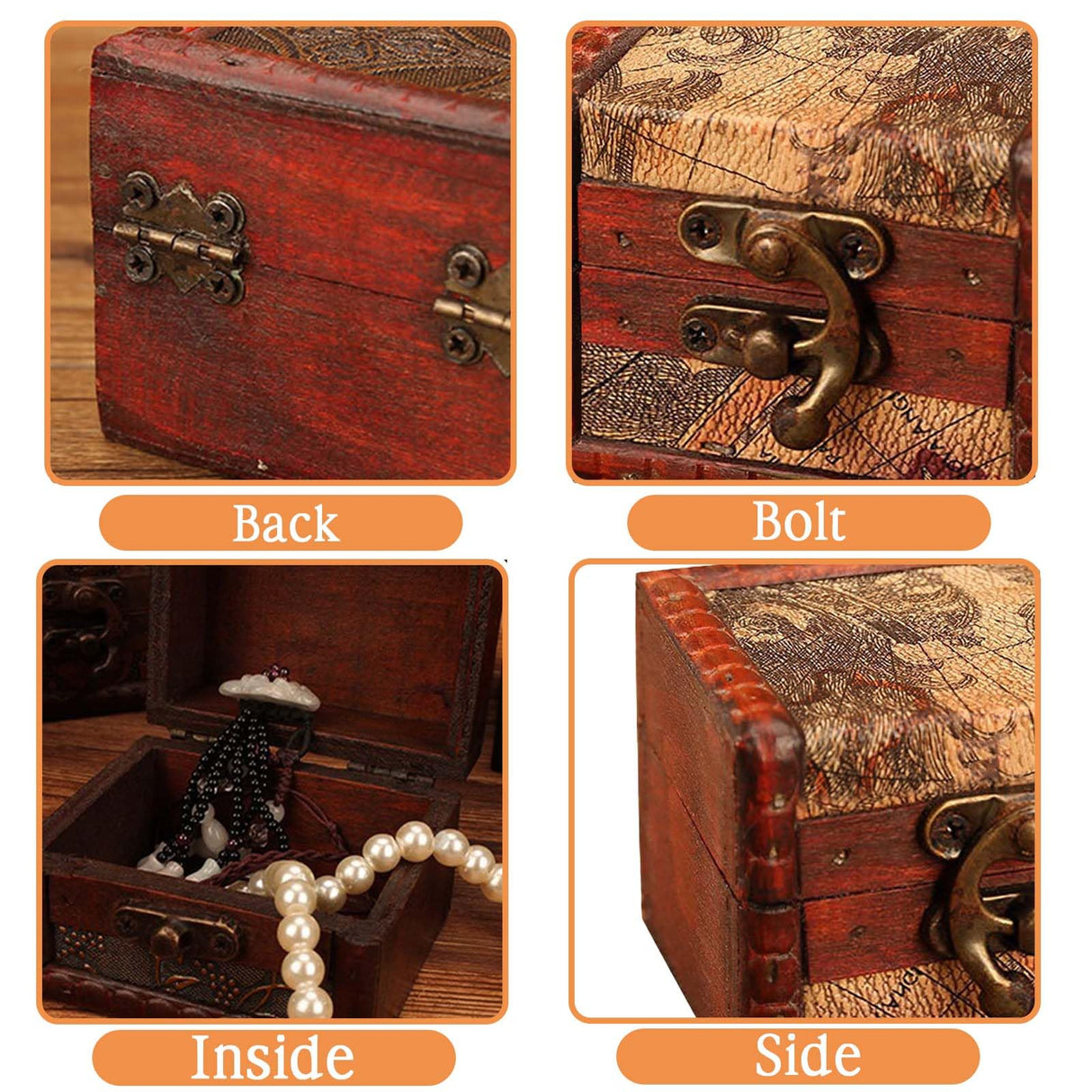 GemJelry Wooden Jewelry Box, Classical Wood Jewlery Box Jewelery Storage Box Case Holder Jewellery Chest Organizer Mom Gifts Mothers Day Gift for GemJelry