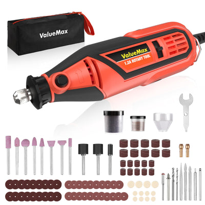ValueMax Power Rotary Tool Kit, Keyless Chuck, Variable Speed Corded Rotary Tool with 120 Pcs Accessories for Crafting, Including Carving, Engraving,