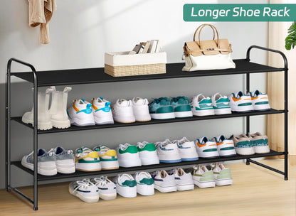 AOODA Long 3 Tier Shoe Rack for Closet Entryway, Stackable Wide Shoe Storage Organizer Holds 24 Pairs Shoe Rack Shelf for Bedroom, Floor, Garage,