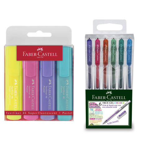 Faber-Castell Back to School Planner Pack - 6 Colored Gel Pens and 4 Pastel Highlighters Faber-Castell