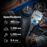 Capri Tools 1/2 in. Palm Air Impact Wrench, 400 ft. lbs. Capri Tools