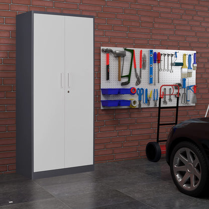 Anxxsu Metal Garage Storage Cabinet, 71" Locking Storage Cabinet with 2 Doors and 4 Adjustable Shelves, Lockable Metal Cabinet for