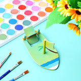 DIY Wooden Boat Kits Wooden Sailboat Blank Craft Rubber Band Paddle Boat Paint and Decorate Summer Wooden Boat Model for Kids Handmade DIY School BBTO