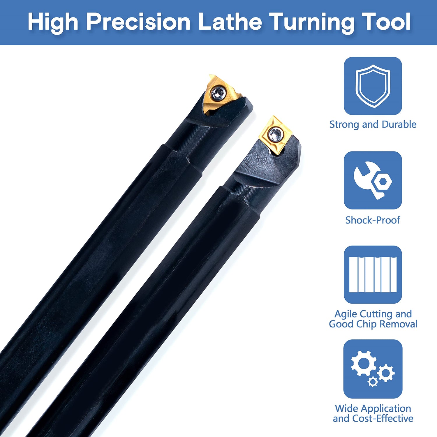 Lathe Threading-Tool Bit Set 21pcs - 7pcs 1/2" Turning Holder Boring Bars / 14pcs Indexable Carbide Inserts Golden CCMT060204 DCMT070204 11IR 16ER WoodArtSupply